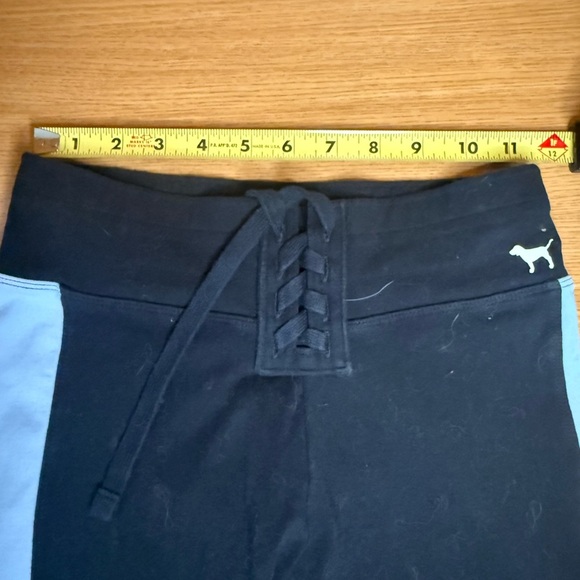 2016 Victoria's Secret PINK Black Yoga Leggings – Blue Stripe & Corset Waist - Picture 4 of 5